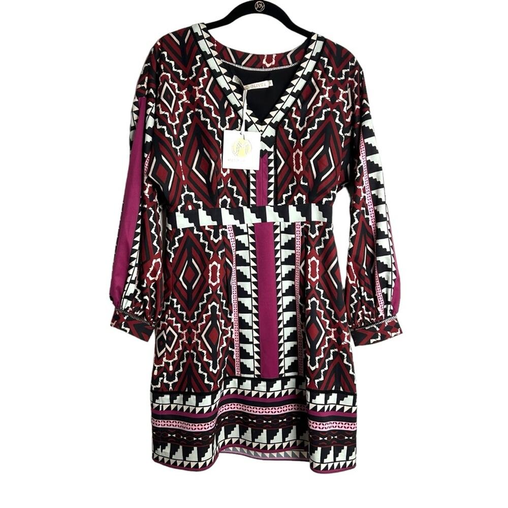 Marie Oliver NEW! Abstract Print V Neck dress SZS